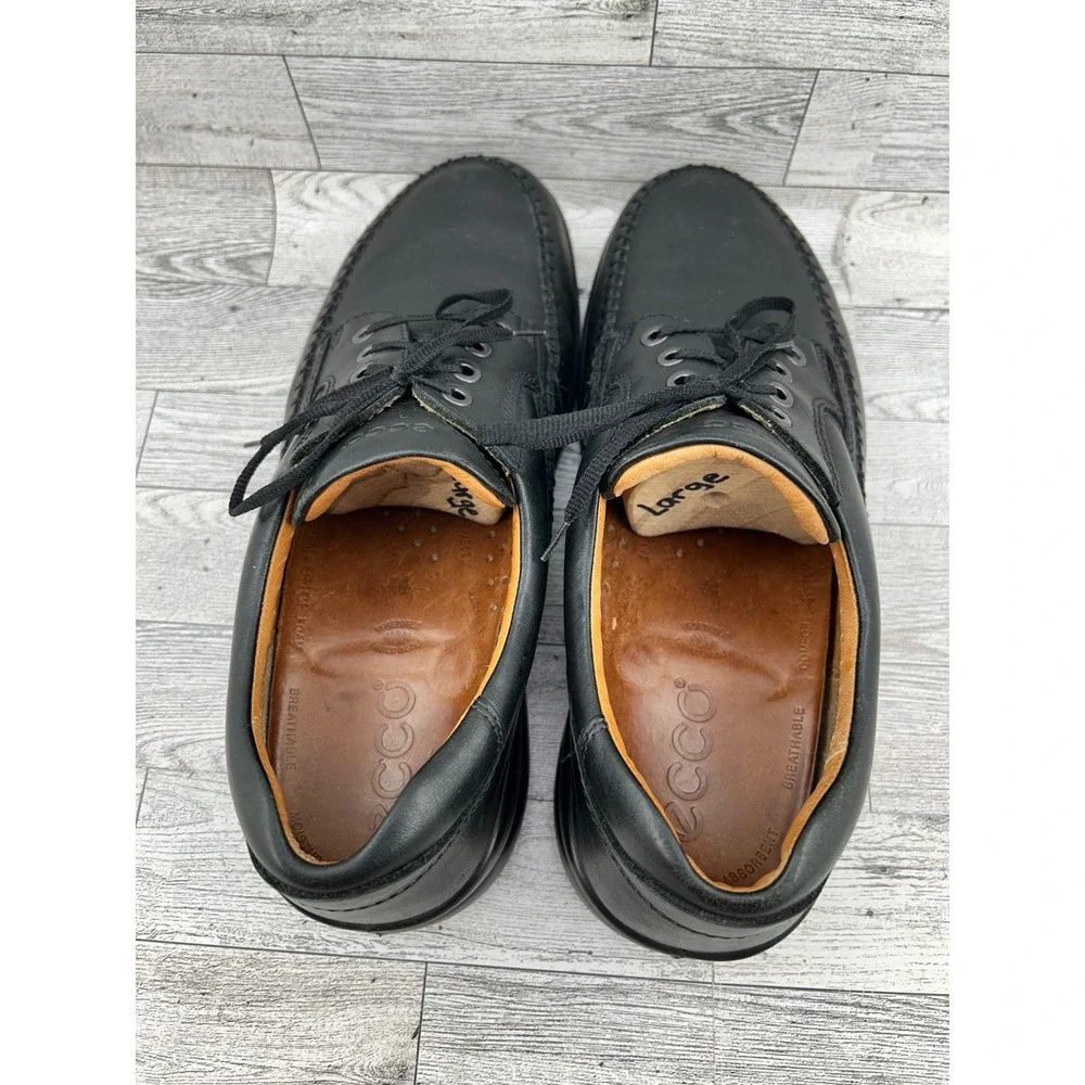 ECCO Black Leather Lace Up Comfort System Dress Shoes Men‎ Size EU 44 US 10.5